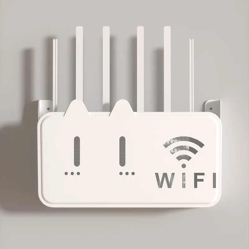 Smart Self-Adhesive WiFi Router Storage Box | No-Drill Dustproof Wall Mount Router Organizer