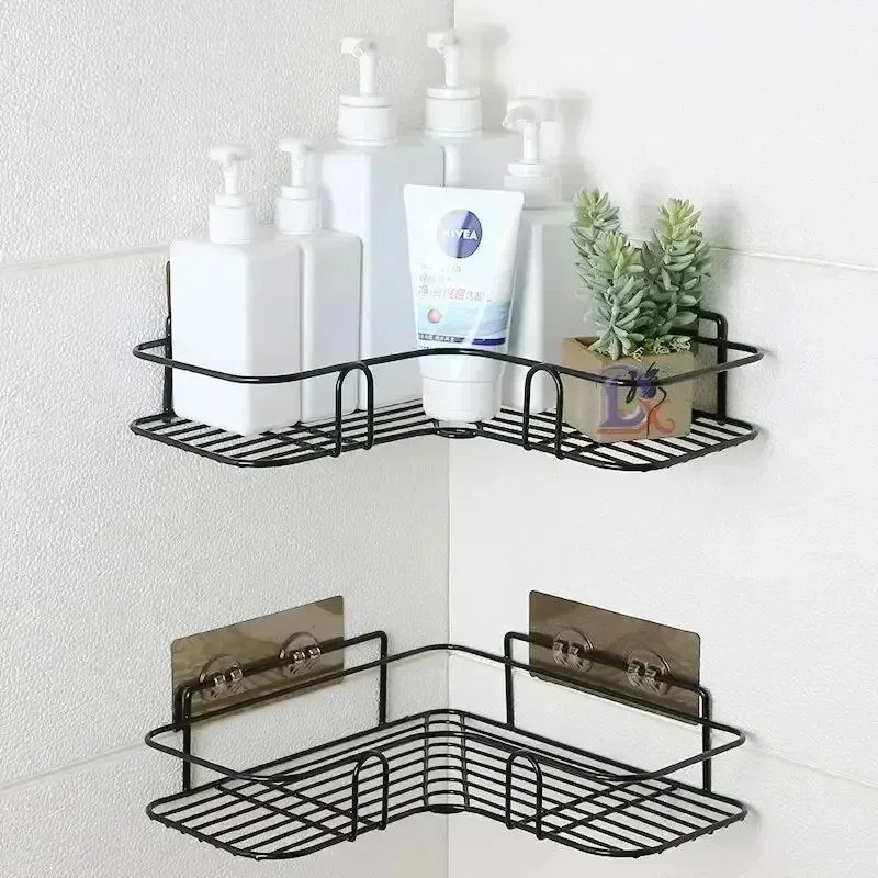 1PCS Stainless Steel Bathroom Corner Shelf | Wall Mounted Shower Storage Rack Organizer