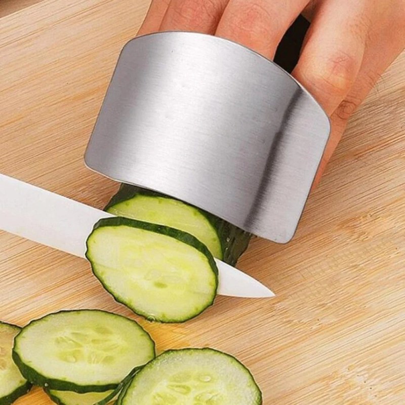 Stainless Steel Finger Guard 2PCS | Kitchen Cutting Protector Ring for Safe Vegetable Chopping