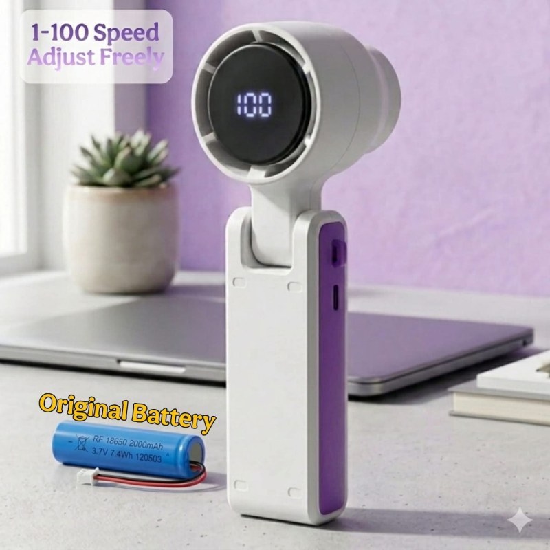 Portable Mini Turbo Fan 2000mAh | USB Rechargeable Handheld Fan with 1-100 Speed Adjustment