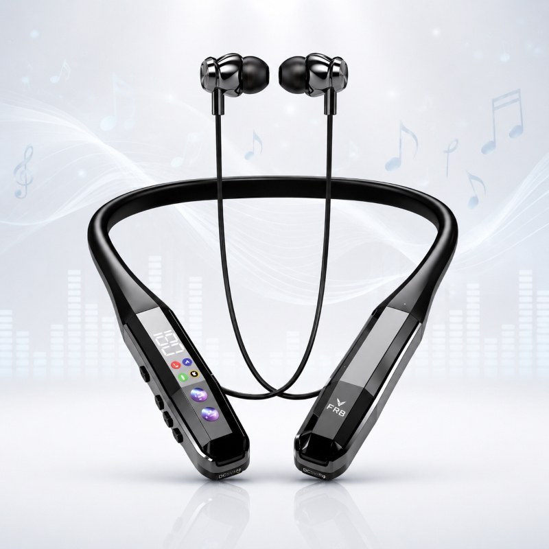 FRB 600H Voice Change Wireless Neckband N26 | Bluetooth 5.4 Magnetic Earphones with Low Latency & LED Display