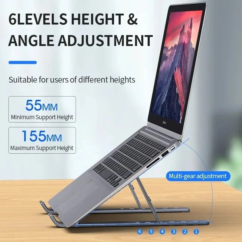 Aluminum Alloy Adjustable Foldable Laptop Stand | Portable Notebook Holder for Desk