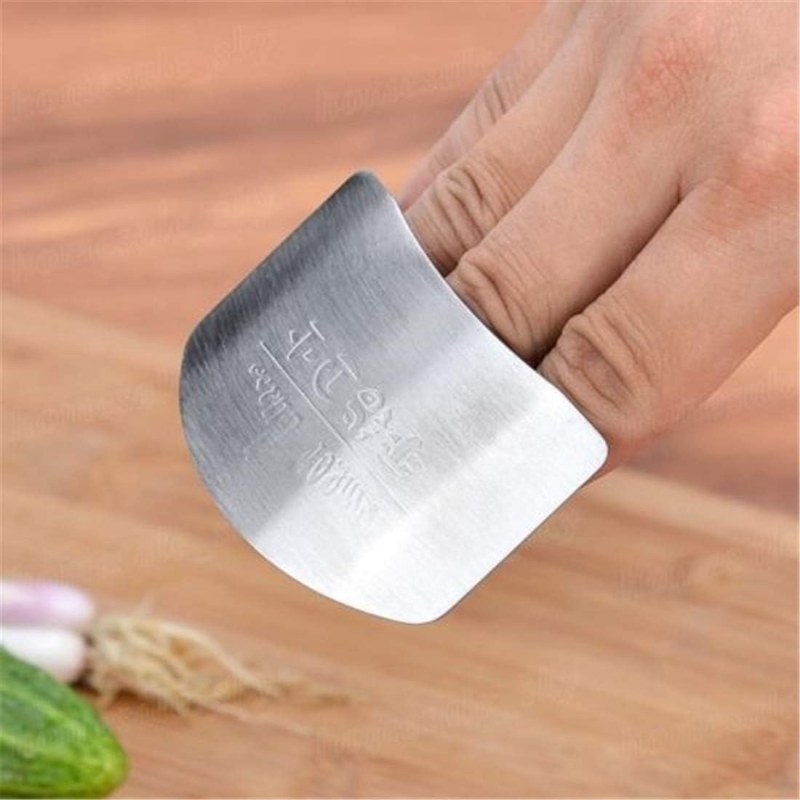 Stainless Steel Finger Guard 2PCS | Kitchen Cutting Protector Ring for Safe Vegetable Chopping