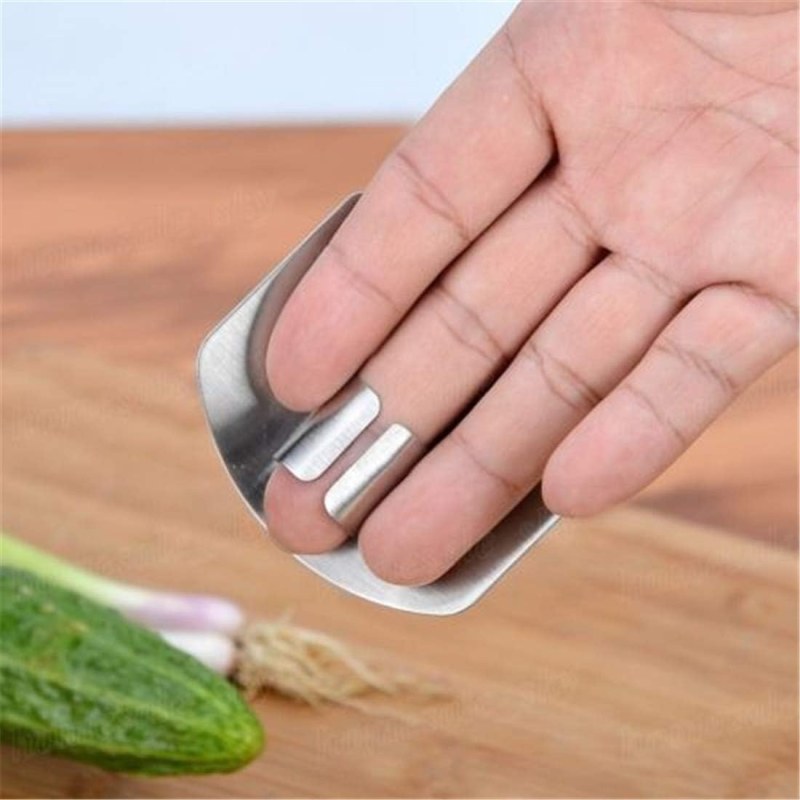 Stainless Steel Finger Guard 2PCS | Kitchen Cutting Protector Ring for Safe Vegetable Chopping