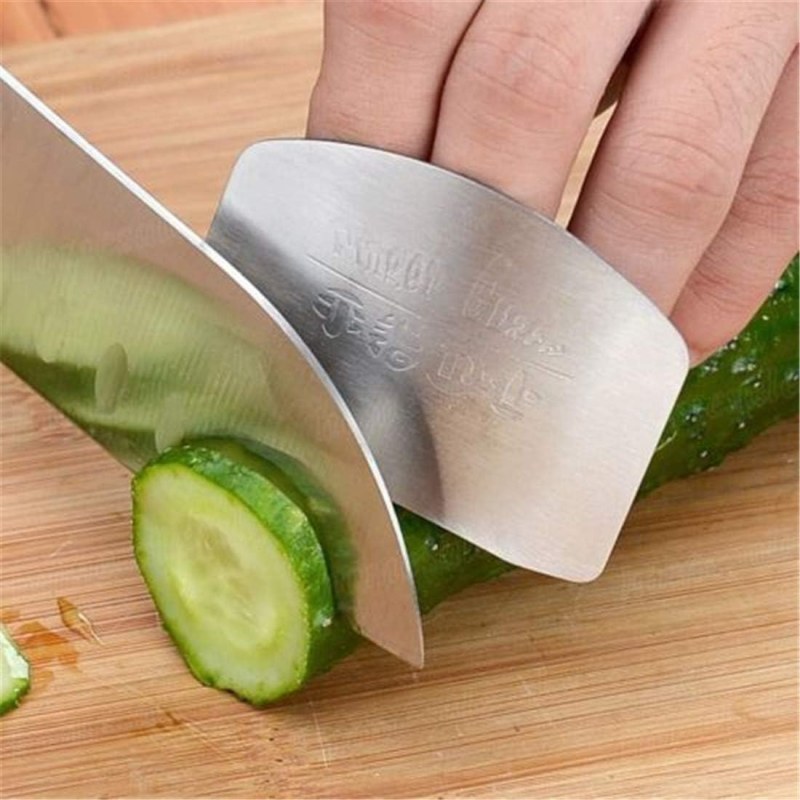 Stainless Steel Finger Guard 2PCS | Kitchen Cutting Protector Ring for Safe Vegetable Chopping