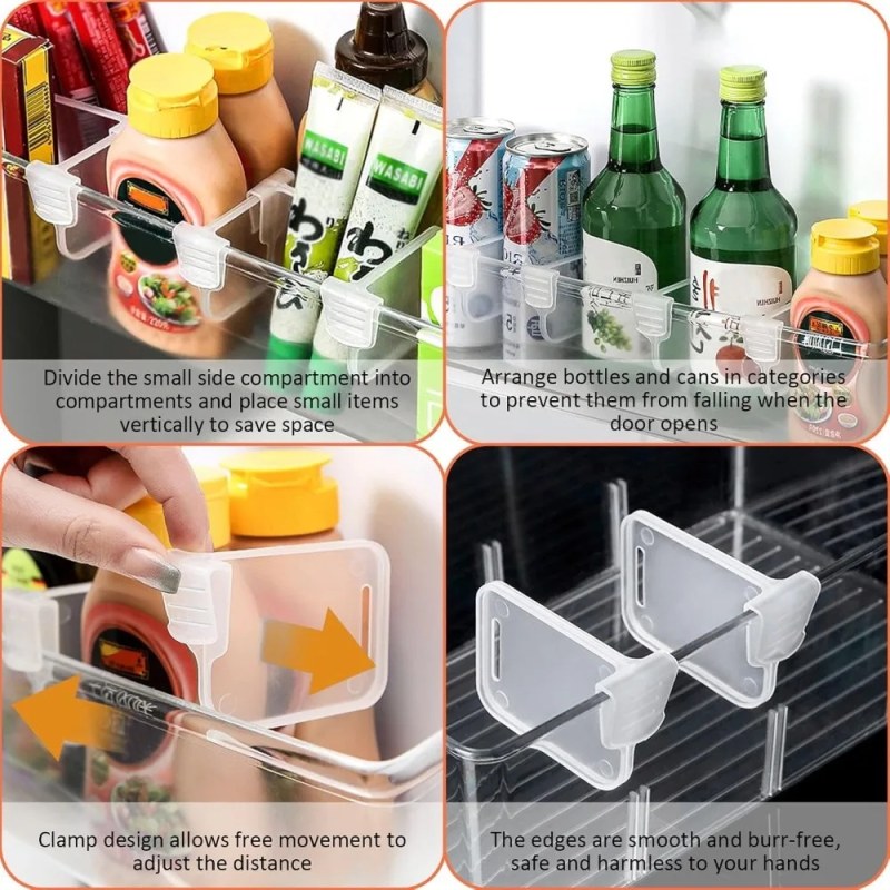 12pcs Adjustable Fridge Dividers Multi-functional Refrigerator Side Door Separator