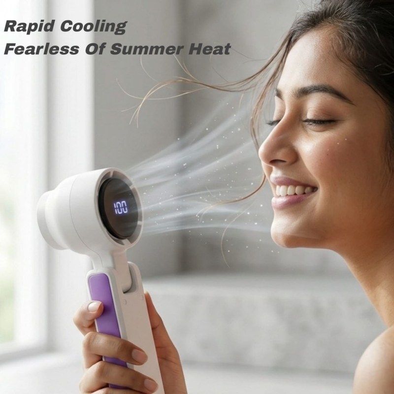 Portable Mini Turbo Fan 2000mAh | USB Rechargeable Handheld Fan with 1-100 Speed Adjustment
