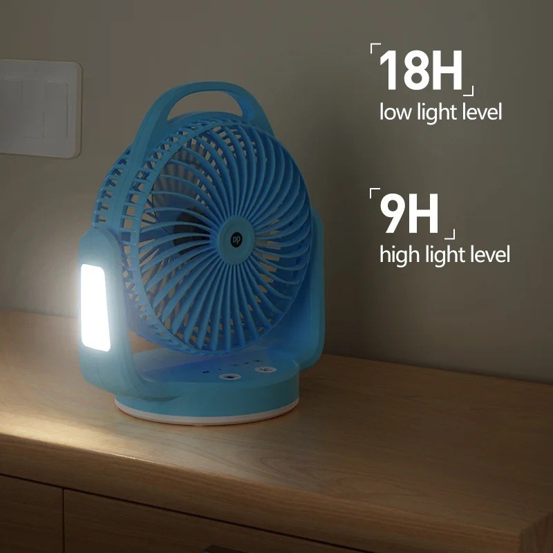 DP-7620 Rechargeable Desktop Fan with LED Light & Hanging Hook | Portable USB Rechargeable Table Fan
