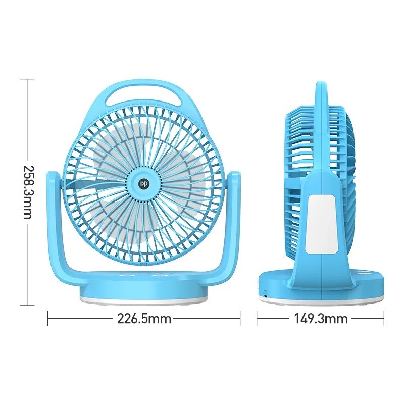 DP-7620 Rechargeable Desktop Fan with LED Light & Hanging Hook | Portable USB Rechargeable Table Fan
