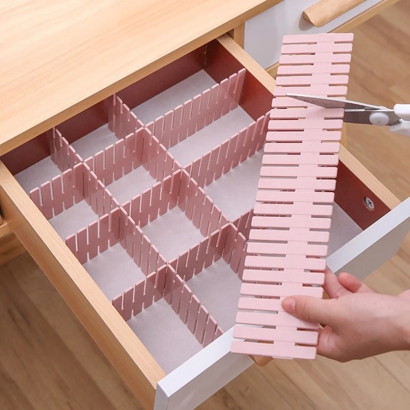 6PCS Adjustable Drawer Organizer Divider | Plastic Grid Storage Separator for Multi-Purpose Organization