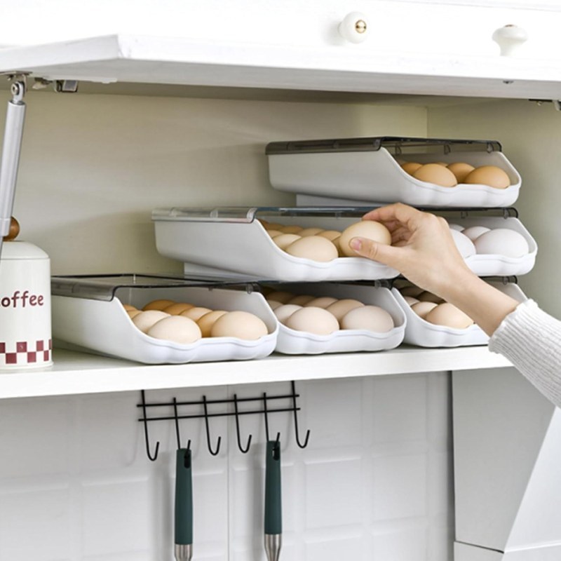 2PCS Smart Egg Storage Box | Stackable Refrigerator Egg Organizer with Lid
