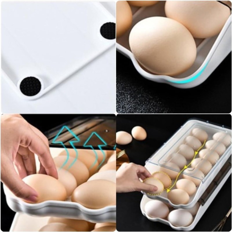 2PCS Smart Egg Storage Box | Stackable Refrigerator Egg Organizer with Lid
