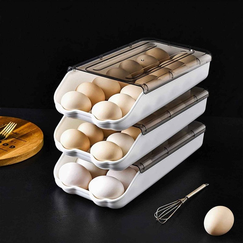 2PCS Smart Egg Storage Box | Stackable Refrigerator Egg Organizer with Lid