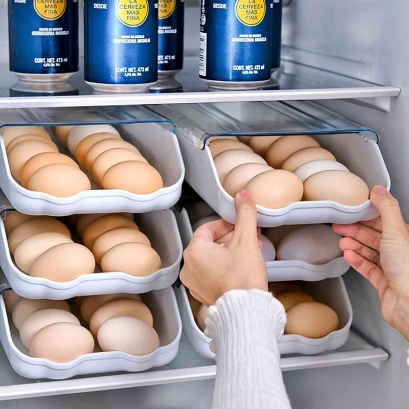 2PCS Smart Egg Storage Box | Stackable Refrigerator Egg Organizer with Lid