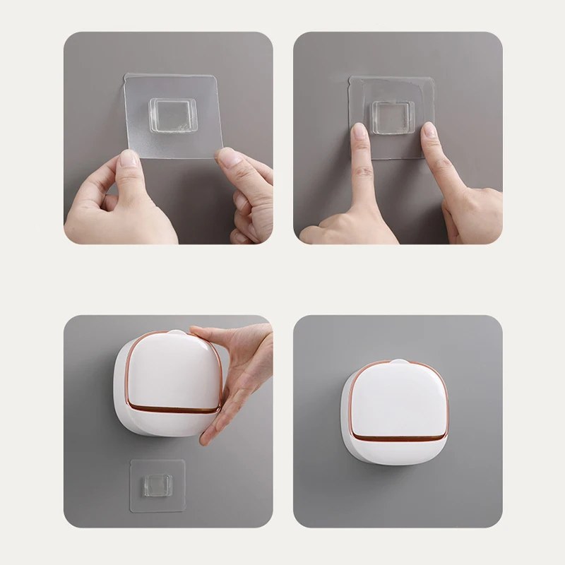 Wall Mounted Waterproof Soap Box with Lid | ABS Self-Draining Soap Dish & Storage Holder