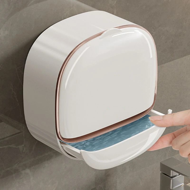 Wall Mounted Waterproof Soap Box with Lid | ABS Self-Draining Soap Dish & Storage Holder