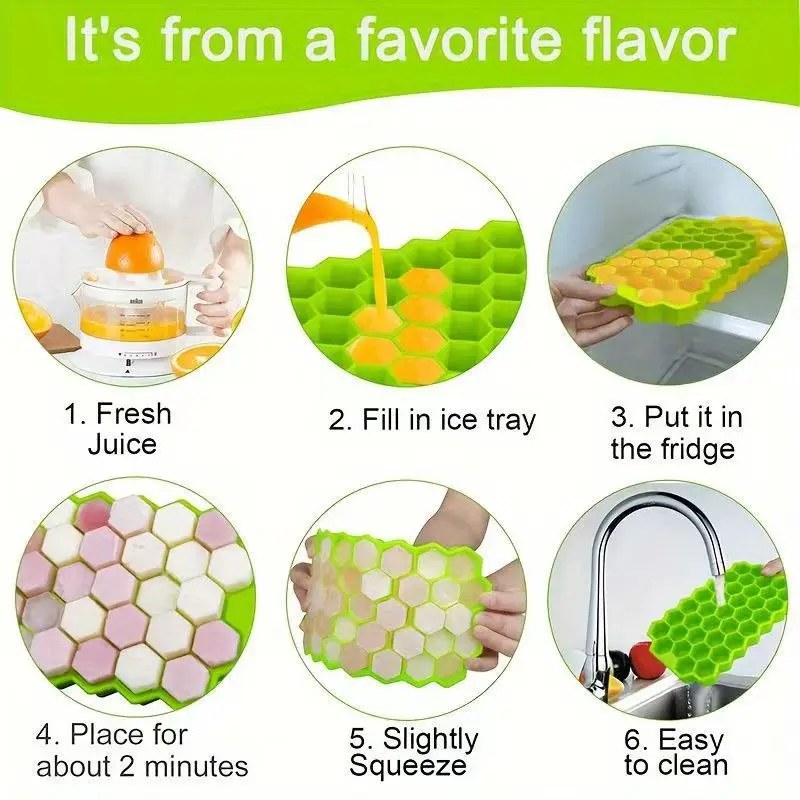 Honeycomb 37-Grid Ice Cube Tray with Lid | DIY Ice Mold Maker BPA-Free Freezer Tray